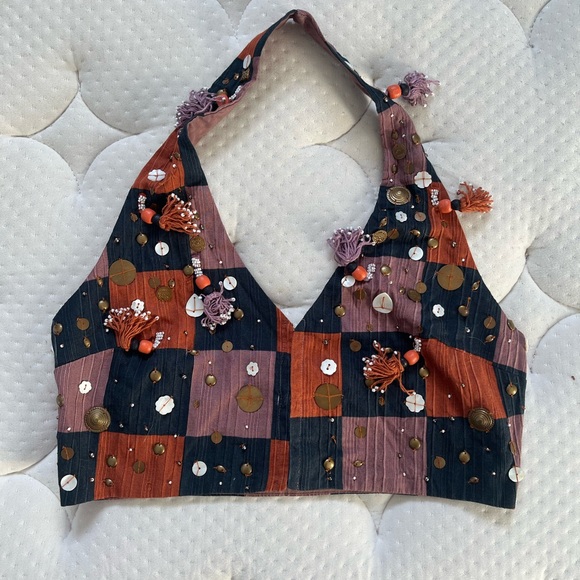 Zara Tops - Zara Multicolor Patchwork Crop Top